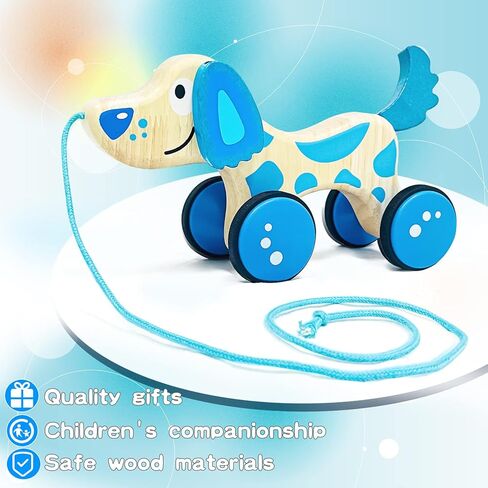 qodoflr سحب لعبة الكلب للأطفال الصغار 1-3 طفل سحب لعبة الخشب طفل صغير لعبة سحب خشبية لعبة سحب على طول الخشب لعبة سحب الكلب لعبة للأطفال الصغار الجذعية دفع وسحب اللعب للأطفال الصغار 1-3 in Kuwait