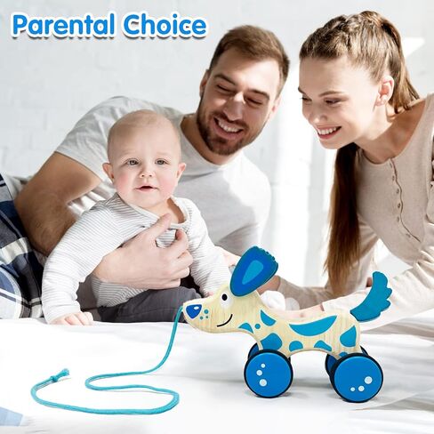 qodoflr سحب لعبة الكلب للأطفال الصغار 1-3 طفل سحب لعبة الخشب طفل صغير لعبة سحب خشبية لعبة سحب على طول الخشب لعبة سحب الكلب لعبة للأطفال الصغار الجذعية دفع وسحب اللعب للأطفال الصغار 1-3 in Kuwait