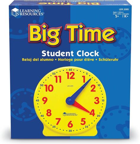 Learning Resources Big Time Student Clock, Teaching & Demonstration Clock, Develops Time and Early Math Skills, Ages 5+, Clock for Learning, 12 Hour,Back to School Gifts in Saudi Arabia
