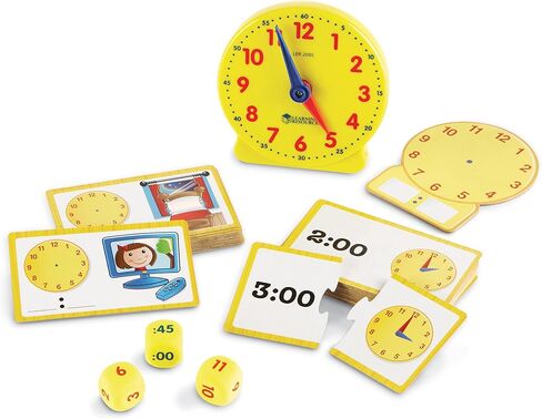Learning Resources Time Activity Set - 41 Pieces, Ages 5+,Clock for Teaching Time, Telling Time, Homeschool Supplies, Montessori Clock in Saudi Arabia