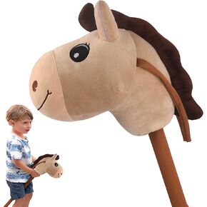 WALIKI Toys Stick Horse Beige (Plush, for Kids and Toddlers) Toy for 3 + Year Old boy