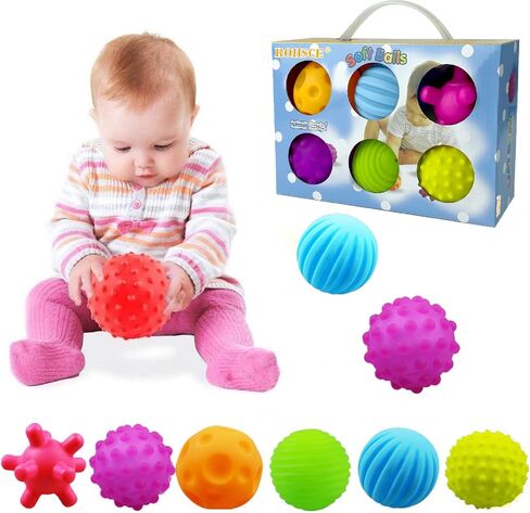 ROHSCE Sensory Balls for Baby Sensory Baby Toys 6 to 12 Months for Toddlers 1-3, Bright Color Textured Multi Soft Ball Gift Sets, Montessori Toys for Babies 6-12 Months Infant toys (6 Pack) in Saudi Arabia