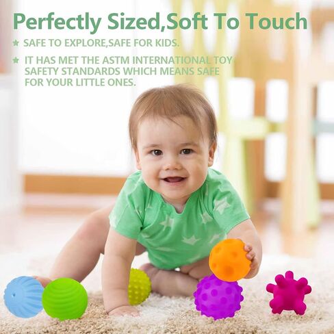 ROHSCE Sensory Balls for Baby Sensory Baby Toys 6 to 12 Months for Toddlers 1-3, Bright Color Textured Multi Soft Ball Gift Sets, Montessori Toys for Babies 6-12 Months Infant toys (6 Pack) in Saudi Arabia