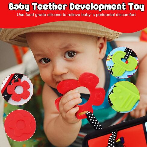 Tummy Time Floor Mirror with Teethers, Double-Sided Baby Mirror Black and White High Contrast Baby Toys for Babies, Baby Montessori Toys Crawling Developmental Newborn Infant Sensory Toys (A-Mirror) in Saudi Arabia