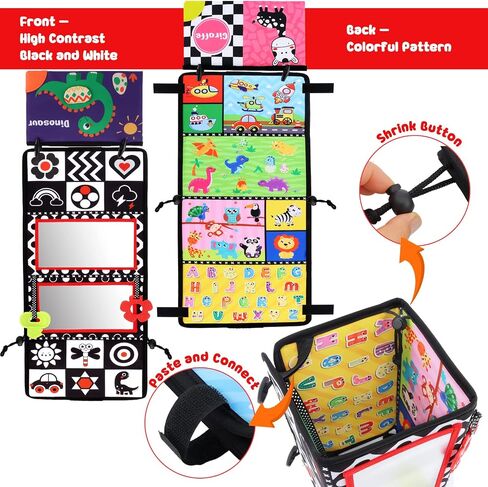 Tummy Time Floor Mirror with Teethers, Double-Sided Baby Mirror Black and White High Contrast Baby Toys for Babies, Baby Montessori Toys Crawling Developmental Newborn Infant Sensory Toys (A-Mirror) in Saudi Arabia