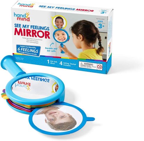 hand2mind See My Feelings Mirror, Social Emotional Learning, Shatterproof Mirror for Kids, Anger Management Toys, Anxiety Relief Items, Mindfulness for Kids, Calm Down Corner, Anxiety Toys (Set of 1) in Saudi Arabia