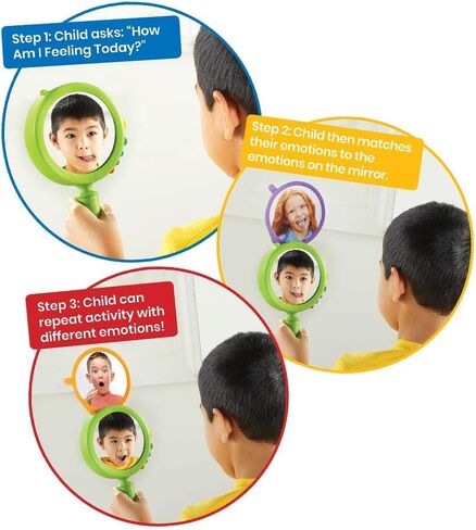 hand2mind See My Feelings Mirror, Social Emotional Learning, Shatterproof Mirror for Kids, Anger Management Toys, Anxiety Relief Items, Mindfulness for Kids, Calm Down Corner, Anxiety Toys (Set of 1) in Saudi Arabia
