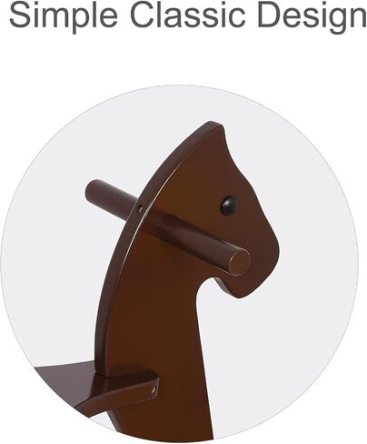 Rocking Horse Wooden Ride On Toy for Kids Classic Design Rocking Horse with Pedal and Safe Backrest Fine Workmanship(Classic, Natural) in Saudi Arabia