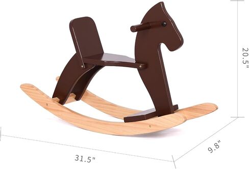 Rocking Horse Wooden Ride On Toy for Kids Classic Design Rocking Horse with Pedal and Safe Backrest Fine Workmanship(Classic, Natural) in Saudi Arabia