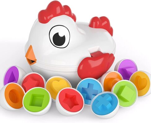 TEMI Toddler Chicken Easter Eggs Toys - Color Matching Game Shape Sorter with 6 Toy Eggs for Kids, Fine Motor Skills Sensory Toys, Montessori Educational Toys Easter Gifts for 3 4 5 6 Girls Boys Baby in Kuwait