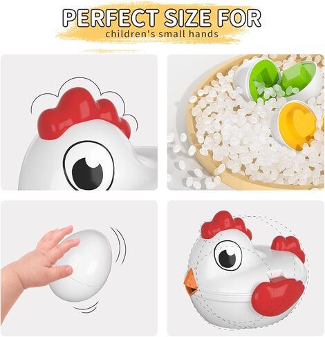 TEMI Toddler Chicken Easter Eggs Toys - Color Matching Game Shape Sorter with 6 Toy Eggs for Kids, Fine Motor Skills Sensory Toys, Montessori Educational Toys Easter Gifts for 3 4 5 6 Girls Boys Baby in Kuwait