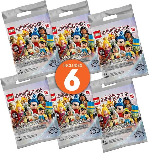 LEGO Minifigures Disney 100 6 Pack 66734 Limited Edition Collectible Figures, Surprise Buildable Disney Characters for Role Play, A Gift for Imaginative Kids Ages 5+ in Saudi Arabia