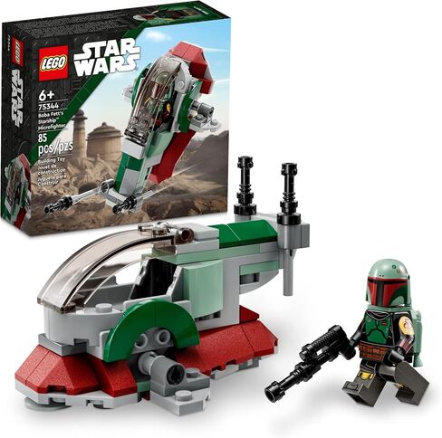 Lego Star Wars Boba Fett's Starship Microfighter 75344, Building Toy Vehicle with Adjustable Wings and Flick Shooters, The Mandalorian Set for Kids in Saudi Arabia