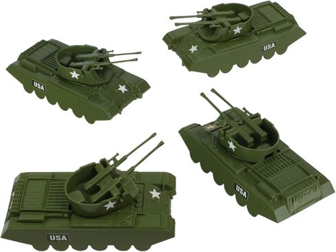 BMC Classic Payton Anti-Aircraft Tanks - 4pc OD Green Plastic Army Men Vehicles in Kuwait