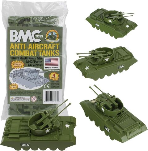 BMC Classic Payton Anti-Aircraft Tanks - 4pc OD Green Plastic Army Men Vehicles in Kuwait