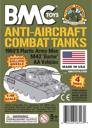 BMC Classic Payton Anti-Aircraft Tanks - 4pc OD Green Plastic Army Men Vehicles in Kuwait