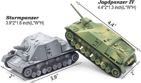 2 Sets Jagdpanzer Army Tank Toy Model Kits, Upgrade 3D Tank Puzzle Plastic Military Toys Sturmpanzer and Jagdpanzer IV(Gray Or Green) in Kuwait