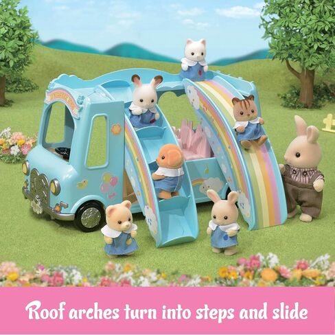 Calico Critters Sunshine Nursery Bus for Dolls, Toy Vehicle seats up to 12 collectible figures , Blue in Saudi Arabia