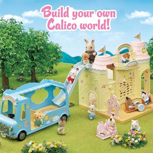 Calico Critters Sunshine Nursery Bus for Dolls, Toy Vehicle seats up to 12 collectible figures , Blue in Saudi Arabia
