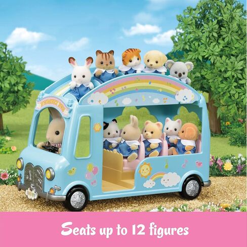 Calico Critters Sunshine Nursery Bus for Dolls, Toy Vehicle seats up to 12 collectible figures , Blue in Saudi Arabia