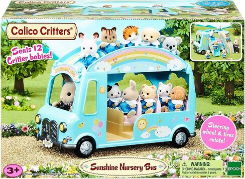 Calico Critters Sunshine Nursery Bus for Dolls, Toy Vehicle seats up to 12 collectible figures , Blue in Saudi Arabia