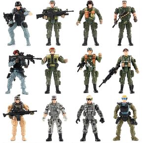 US Army Men and SWAT Team Toy Soldiers Action Figures Playset with Military Weapons Accessories for Kids Boys Girls,12Pcs
