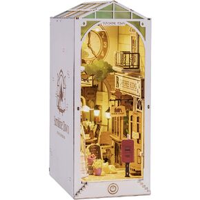 مجموعات زاوية كتاب Rowood للبالغين، رف الكتب، إدراج ديكور زقاق 3D لغز خشبي Bookend DIY Craft Kits للبالغين مع ضوء LED - Sunshine Town in Kuwait
