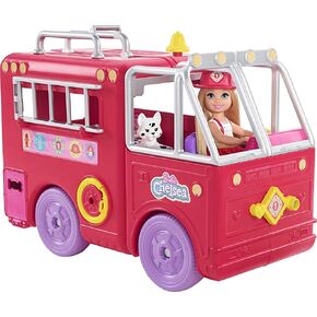 Barbie Chelsea Can Be Doll & Toy Fire Truck Playset with Blonde Small Doll, 2 Pets & 15+ Acessories, Open for Fire Station in Saudi Arabia
