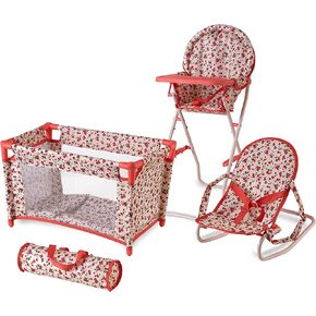 Mega Baby Doll Accessories Set, 3-1 Baby Doll Crib, Baby Doll High Chair & Bouncer Seat. 18 inch Doll Accessories with Doll Bed. 18" Dolls Furniture Play Stuff. Toys for Girls Ages 3-5,4-6,5-7,8-10 in Saudi Arabia