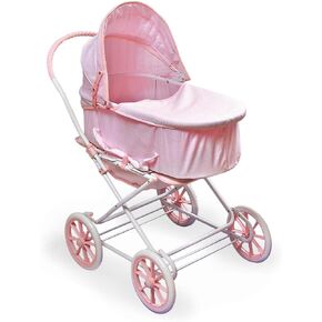 Badger Basket Just Like Mommy 3-in-1 Convertible Doll Pram, Carrier & Stroller - Pink Rosebud - Fits 18 to 22-Inch Dolls