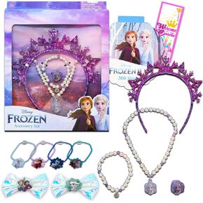 Disney Frozen Hair Accessories Set - 11 Pc Dress Up Bundle with Frozen Tiara, Hair Bows, Necklace, and Hair Ties Plus Stickers and More (Frozen Gift Set) in Kuwait