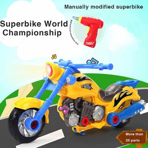 Liberty Imports Kids Take Apart Toys - Build Your Own Toy Motorcycle Vehicle Construction Playset - Realistic Sounds and Lights with Tools and Electric Power Drill in Saudi Arabia