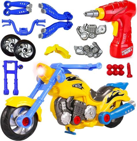 Liberty Imports Kids Take Apart Toys - Build Your Own Toy Motorcycle Vehicle Construction Playset - Realistic Sounds and Lights with Tools and Electric Power Drill in Saudi Arabia