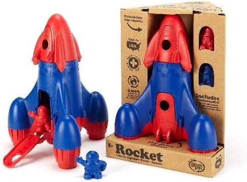 Green Toys Rocket, Red/Blue CB - 4 Piece Pretend Play, Motor Skills, Kids Toy Vehicle. No BPA, phthalates, PVC. Dishwasher Safe, Recycled Plastic, Made in USA. in Saudi Arabia