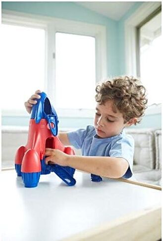 Green Toys Rocket, Red/Blue CB - 4 Piece Pretend Play, Motor Skills, Kids Toy Vehicle. No BPA, phthalates, PVC. Dishwasher Safe, Recycled Plastic, Made in USA. in Saudi Arabia