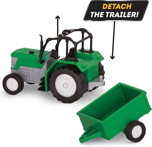 Driven by Battat – Micro Tractor – Toy Tractor with Light, Sound, & Detachable Trailer Farm Toy for Kids 3+ (2Pc) in Kuwait