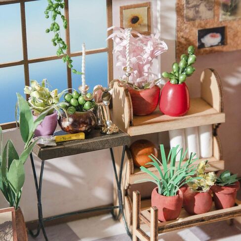 مجموعات بيت الدمى المصغرة DIY من Rolife، نموذج منزل صغير للبالغين للبناء، مجموعات نماذج دفيئة صغيرة مع أضواء LED، الحرف اليدوية/هدايا عيد الميلاد/ديكور المنزل للعائلة والأصدقاء (Cathy's Greenhouse) in Kuwait