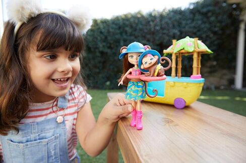 Mattel Enchantimals Junglewood Boat & Merit Monkey Doll (6-inch) and Compass Animal Figure, Boat Playset on Wheels with 8+ Accessories in Saudi Arabia