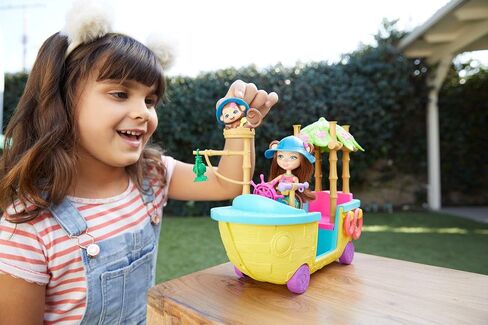 Mattel Enchantimals Junglewood Boat & Merit Monkey Doll (6-inch) and Compass Animal Figure, Boat Playset on Wheels with 8+ Accessories in Saudi Arabia