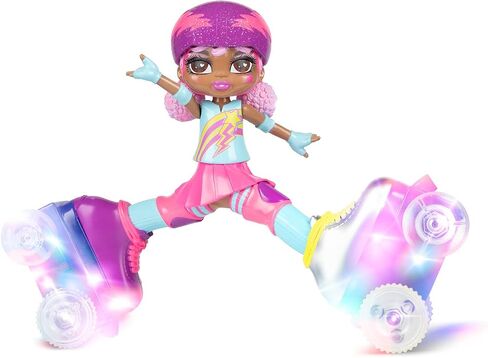 Rock N Rollerskate Doll Rainbow Riley Light Up Remote Control Rollerskating Doll - Plays Music and Skates!, 10" H in Saudi Arabia