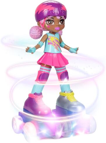 Rock N Rollerskate Doll Rainbow Riley Light Up Remote Control Rollerskating Doll - Plays Music and Skates!, 10" H in Saudi Arabia
