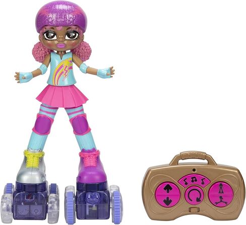 Rock N Rollerskate Doll Rainbow Riley Light Up Remote Control Rollerskating Doll - Plays Music and Skates!, 10" H in Saudi Arabia