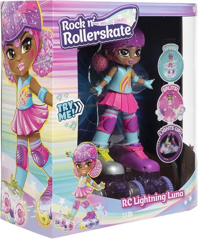 Rock N Rollerskate Doll Rainbow Riley Light Up Remote Control Rollerskating Doll - Plays Music and Skates!, 10" H in Saudi Arabia