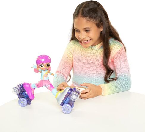 Rock N Rollerskate Doll Rainbow Riley Light Up Remote Control Rollerskating Doll - Plays Music and Skates!, 10" H in Saudi Arabia