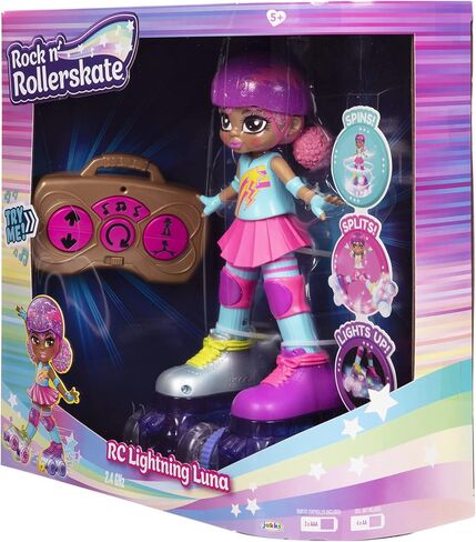 Rock N Rollerskate Doll Rainbow Riley Light Up Remote Control Rollerskating Doll - Plays Music and Skates!, 10" H in Saudi Arabia