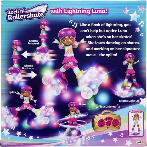 Rock N Rollerskate Doll Rainbow Riley Light Up Remote Control Rollerskating Doll - Plays Music and Skates!, 10" H in Saudi Arabia