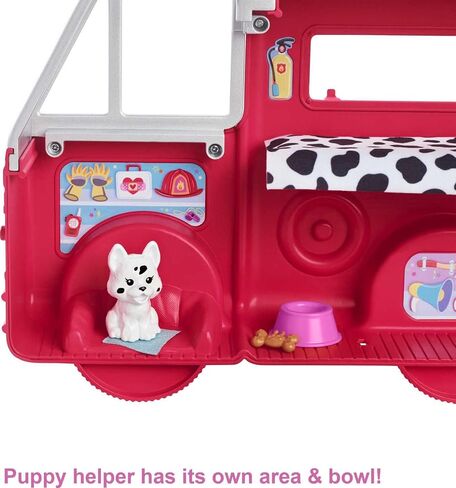 Barbie Chelsea Can Be Doll & Toy Fire Truck Playset with Blonde Small Doll, 2 Pets & 15+ Acessories, Open for Fire Station in Saudi Arabia