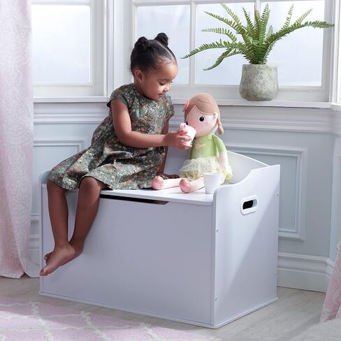 KidKraft Austin Wooden Toy Box/Bench with Safety Hinged Lid - Cherry, Gift for Ages 3+ in Saudi Arabia