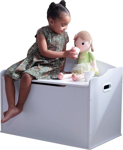 KidKraft Austin Wooden Toy Box/Bench with Safety Hinged Lid - Cherry, Gift for Ages 3+ in Saudi Arabia