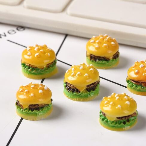 30 Pcs Miniature Hamburg Mini Lovely Burgers Miniature Resin Foods for DIY Accessories Mini Kitchen Decoration Birthday Gifts in Saudi Arabia